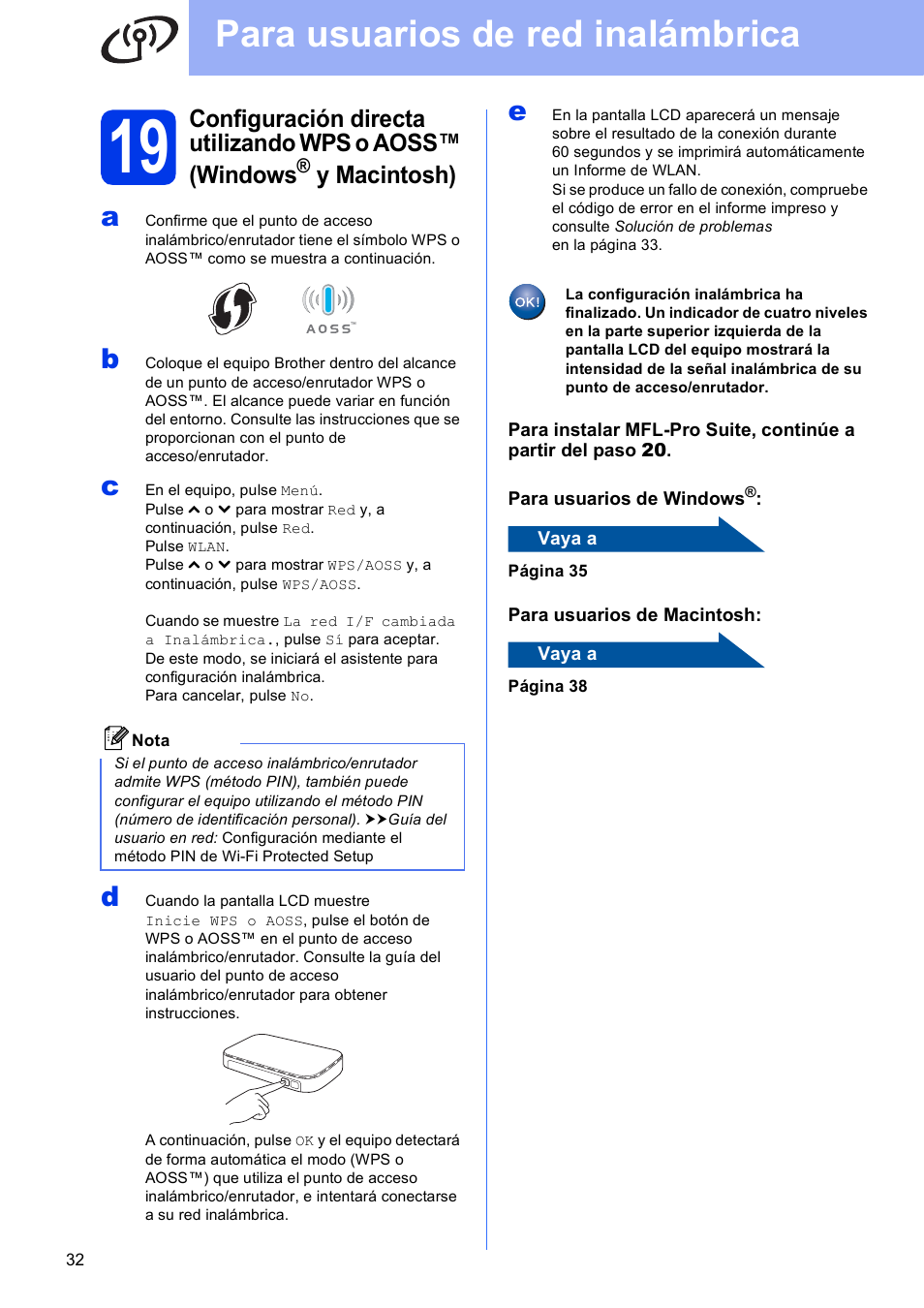 Para usuarios de red inalámbrica, Y macintosh) | Brother MFC J5910DW User Manual | Page 32 / 42