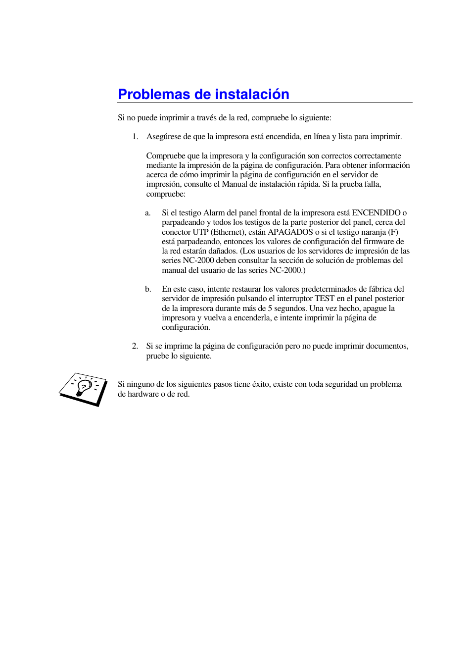 Problemas de instalación | Brother HL-1470N User Manual | Page 109 / 132