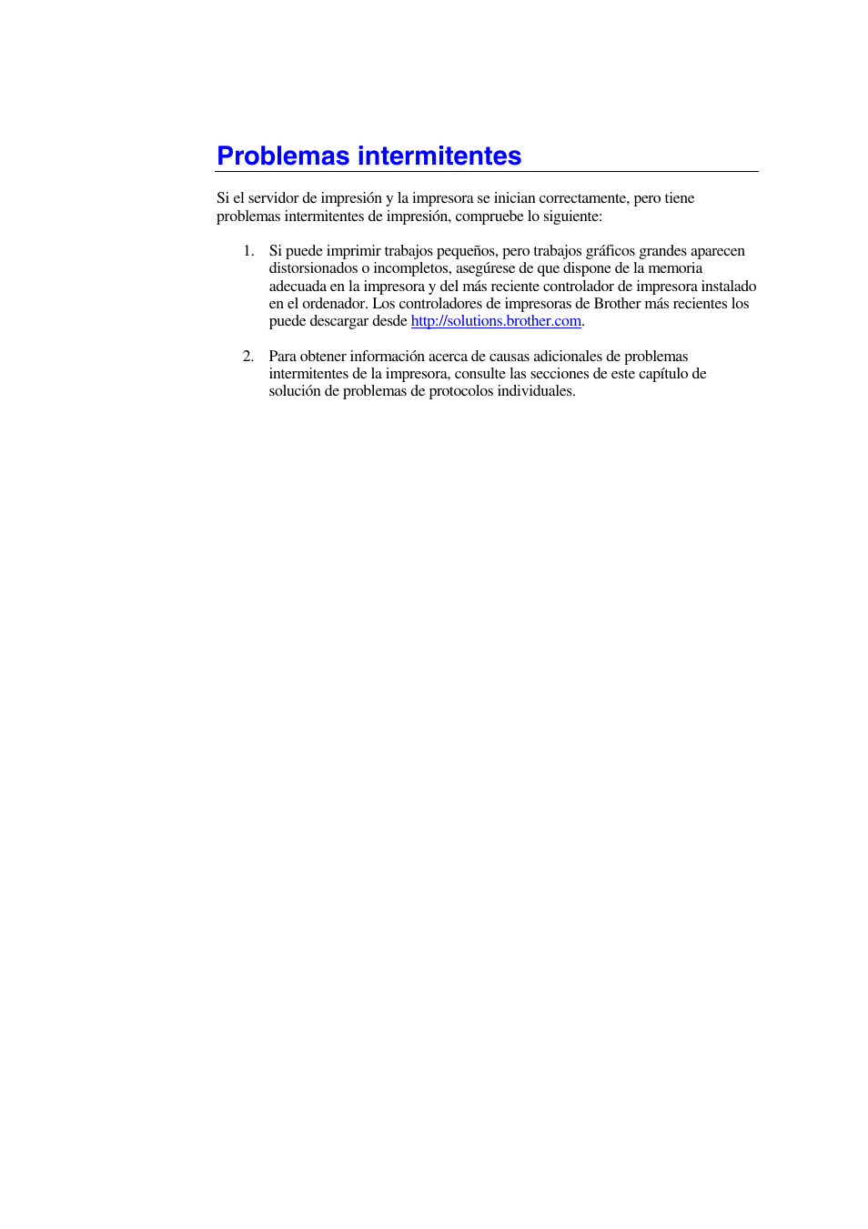Problemas intermitentes | Brother HL-1470N User Manual | Page 112 / 132