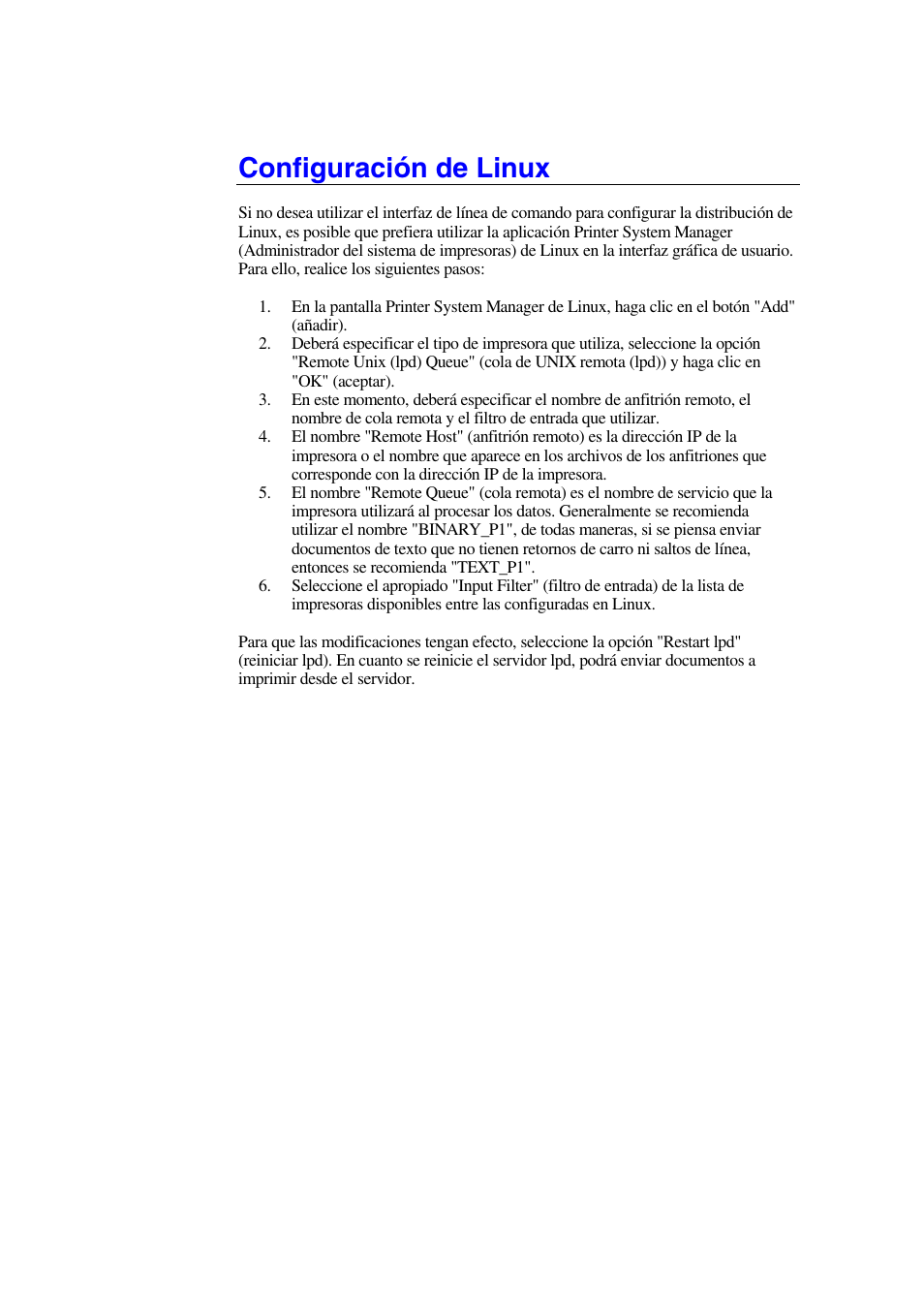 Configuración de linux | Brother HL-1470N User Manual | Page 18 / 132