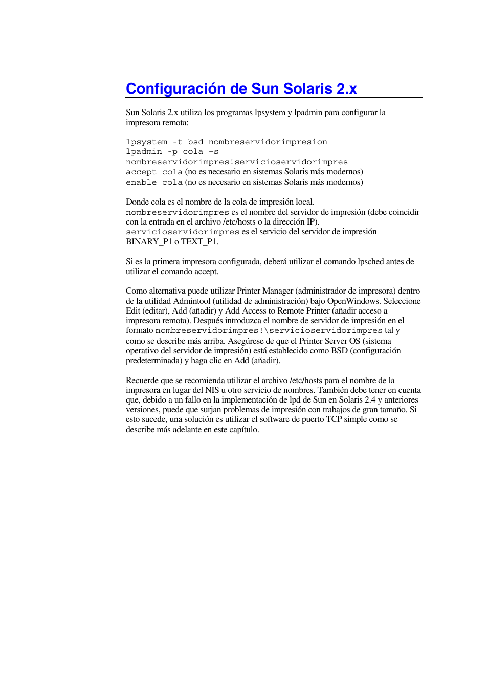 Configuración de sun solaris 2.x | Brother HL-1470N User Manual | Page 21 / 132