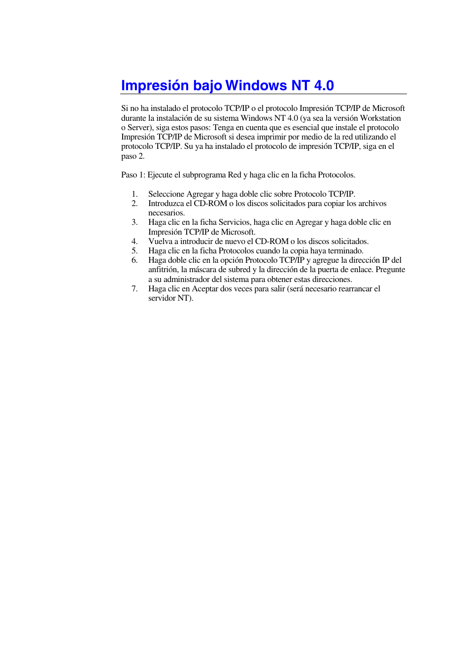 Impresión bajo windows nt 4.0 | Brother HL-1470N User Manual | Page 30 / 132