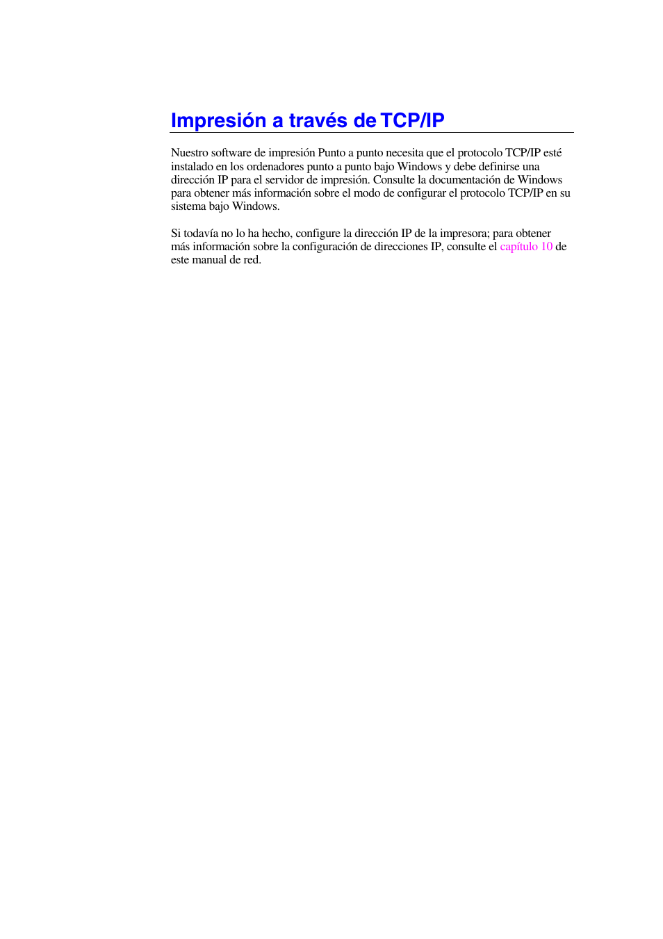 Impresión a través de tcp/ip | Brother HL-1470N User Manual | Page 38 / 132