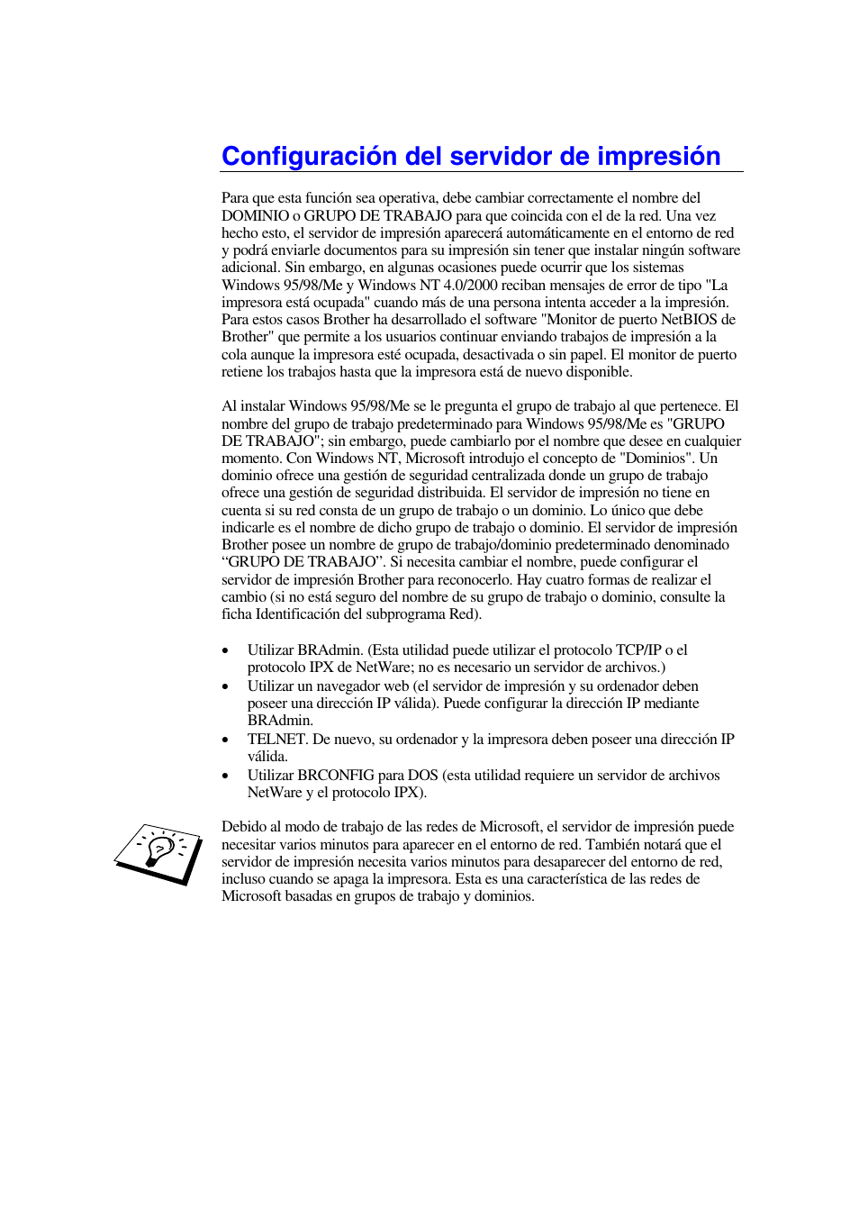 Configuración del servidor de impresión | Brother HL-1470N User Manual | Page 43 / 132