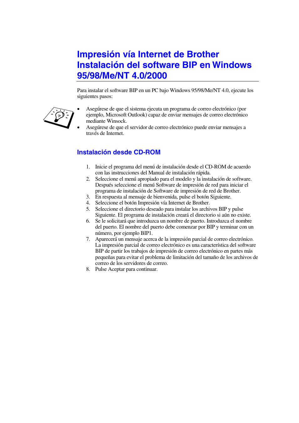 Instalación desde cd-rom | Brother HL-1470N User Manual | Page 57 / 132
