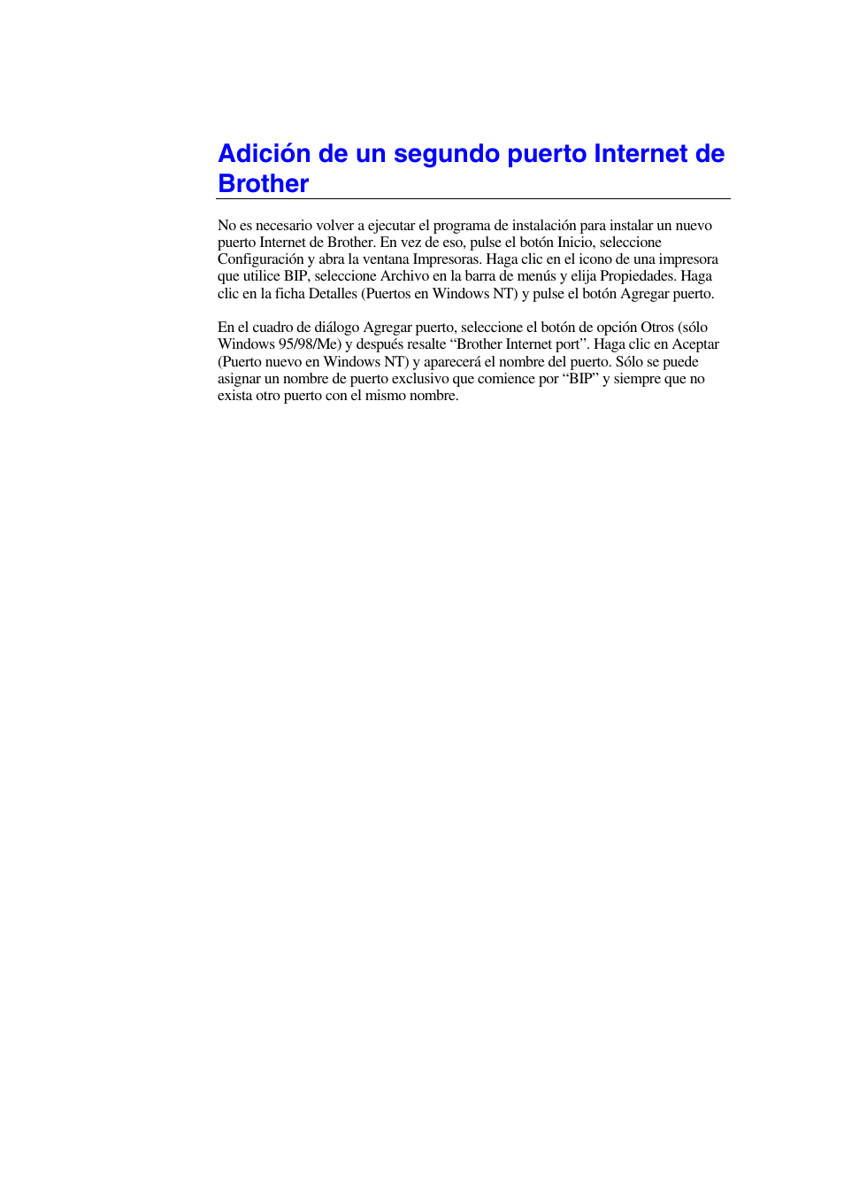 Adición de un segundo puerto internet de brother | Brother HL-1470N User Manual | Page 60 / 132