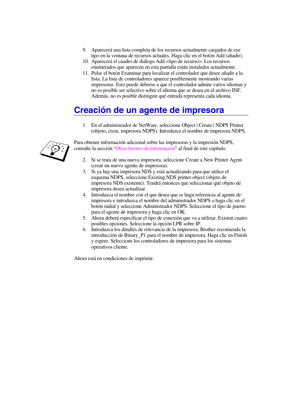Creación de un agente de impresora | Brother HL-1470N User Manual | Page 66 / 132