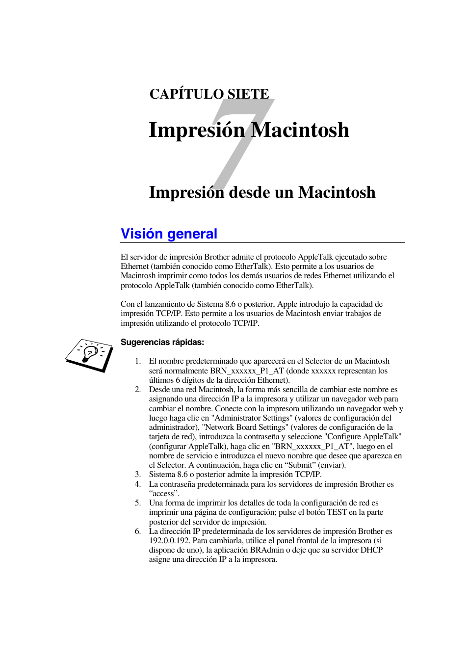 Visión general, Impresión macintosh, Impresión desde un macintosh | Brother HL-1470N User Manual | Page 82 / 132