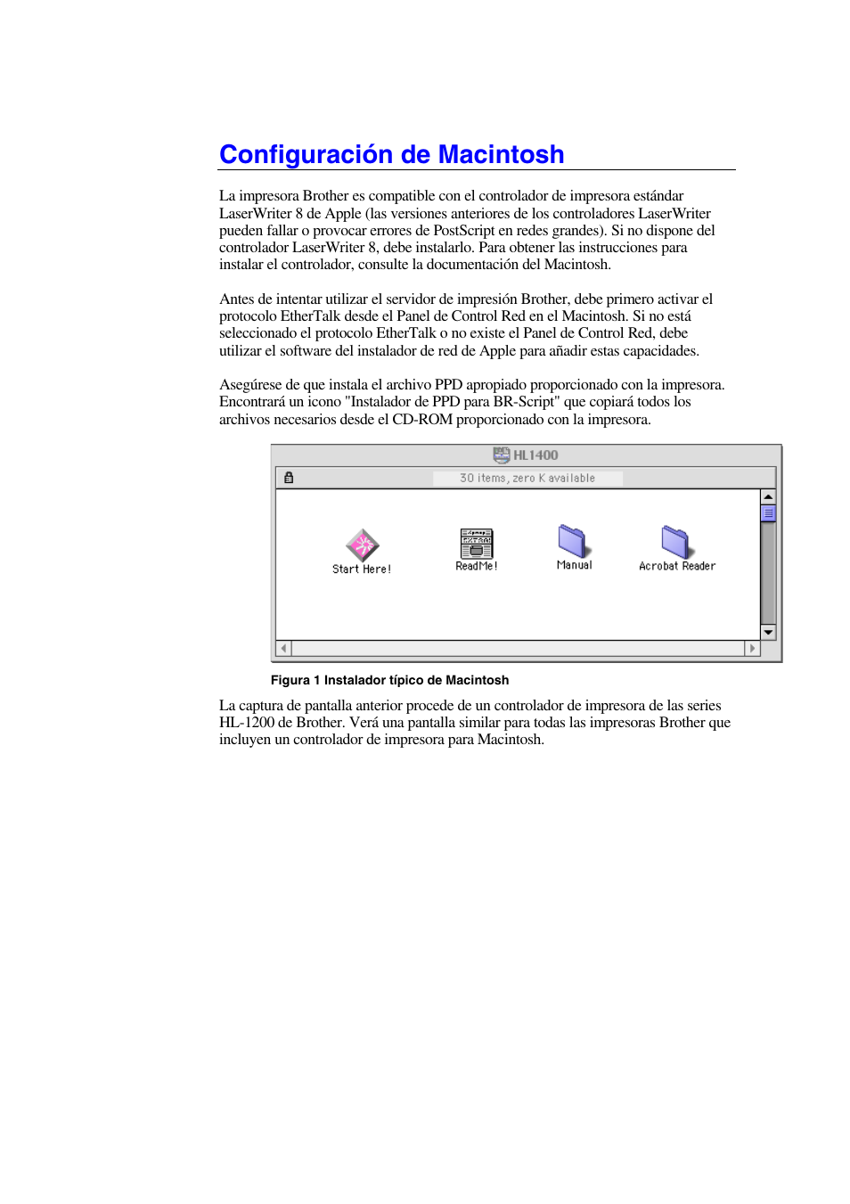 Configuración de macintosh | Brother HL-1470N User Manual | Page 83 / 132
