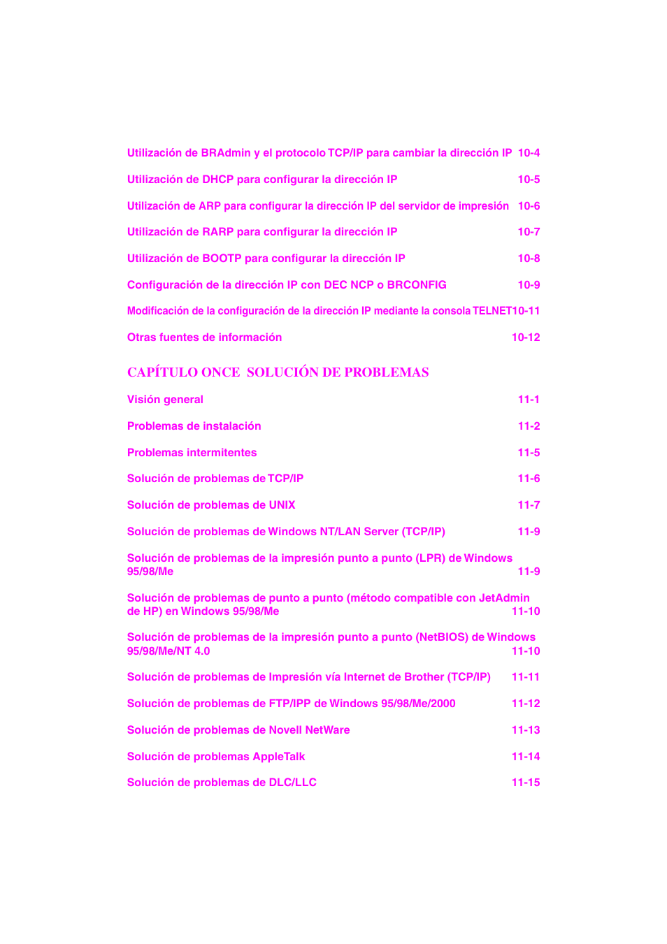 Capítulo once solución de problemas | Brother HL-1470N User Manual | Page 9 / 132
