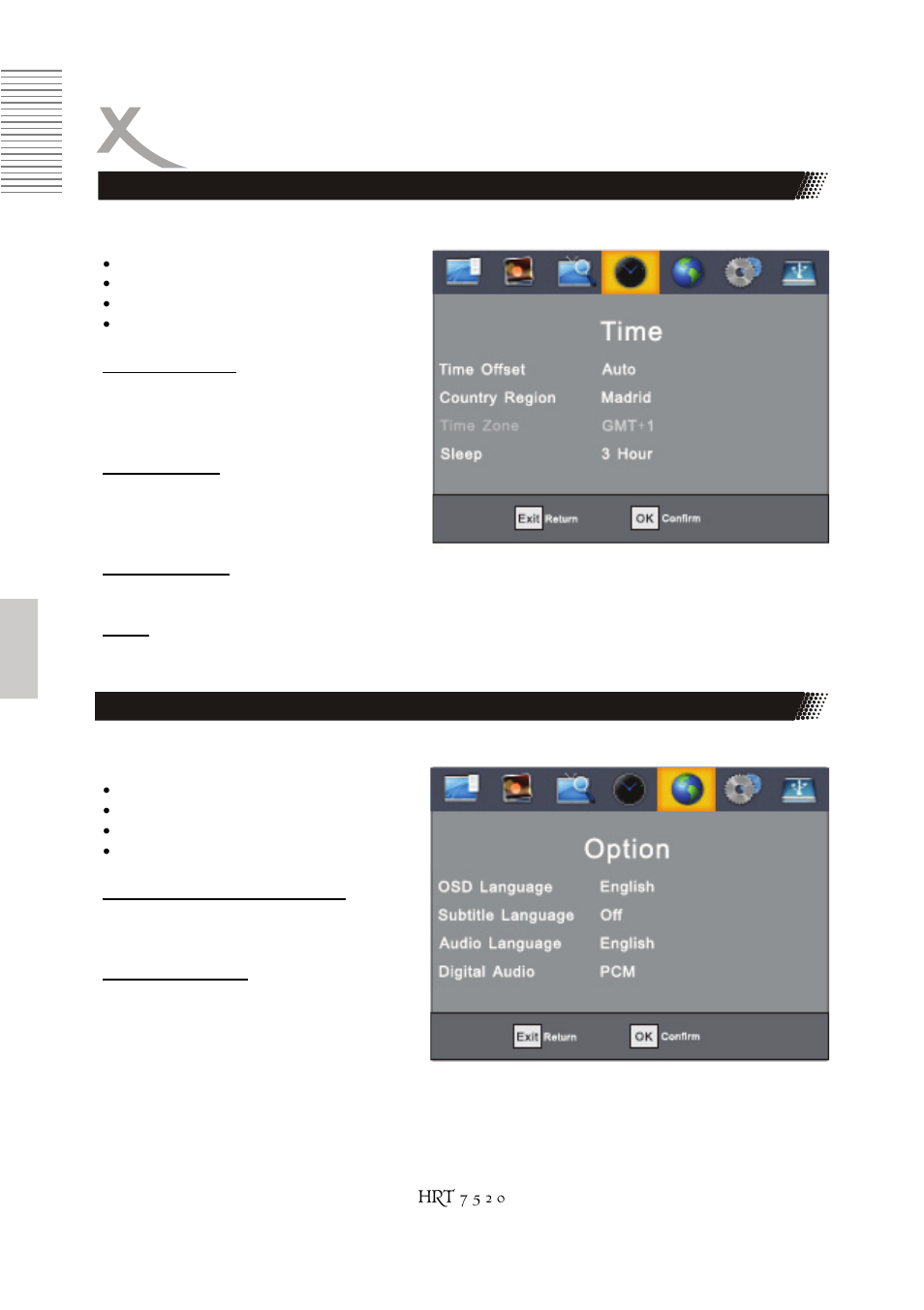 Configuration, Heure options | Xoro HRT 7520 User Manual | Page 102 / 152