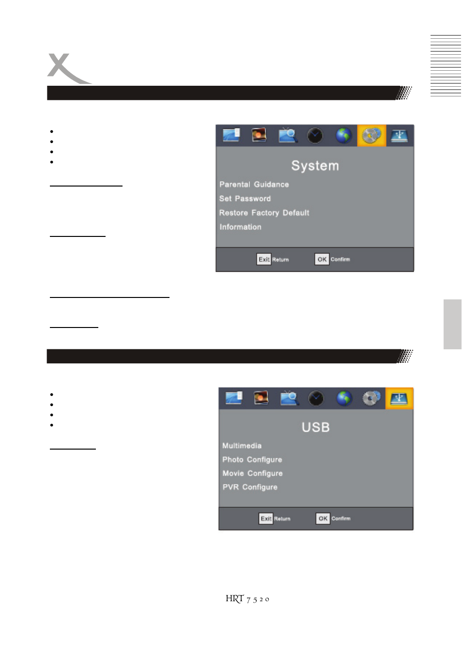 Configuration, Système usb | Xoro HRT 7520 User Manual | Page 103 / 152