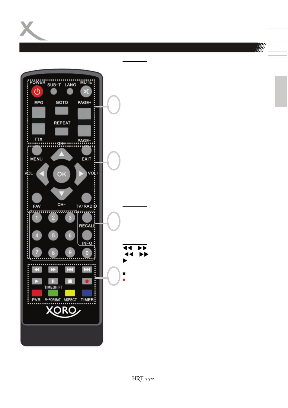 Fernbedienung | Xoro HRT 7520 User Manual | Page 11 / 152