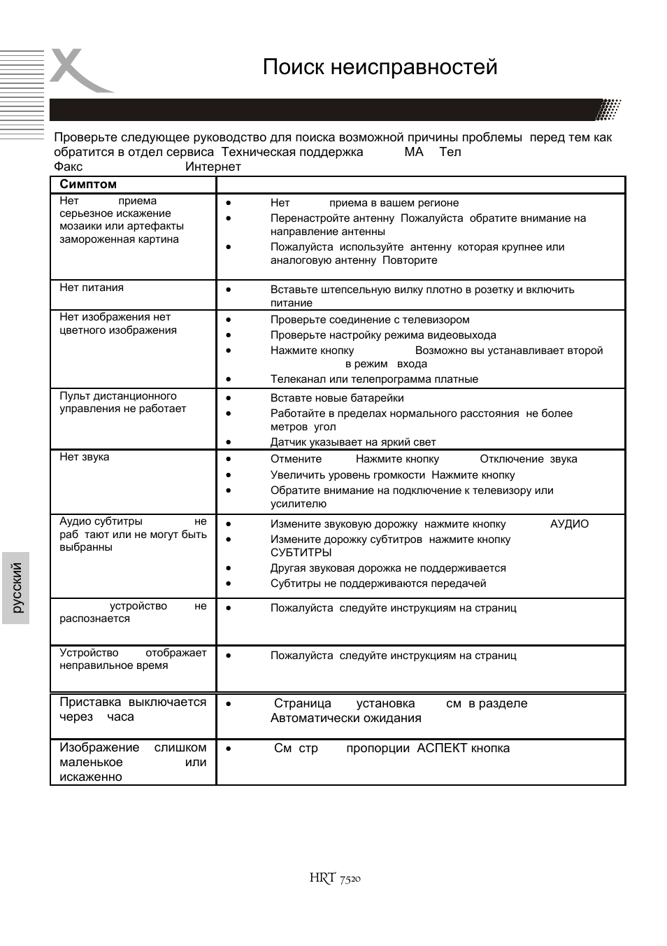 Поиск неисправностей | Xoro HRT 7520 User Manual | Page 146 / 152