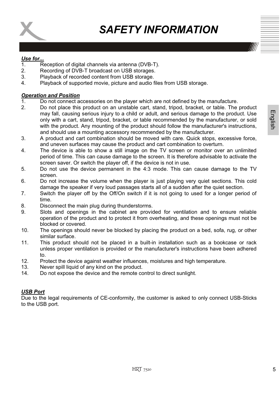 Safety information | Xoro HRT 7520 User Manual | Page 45 / 152