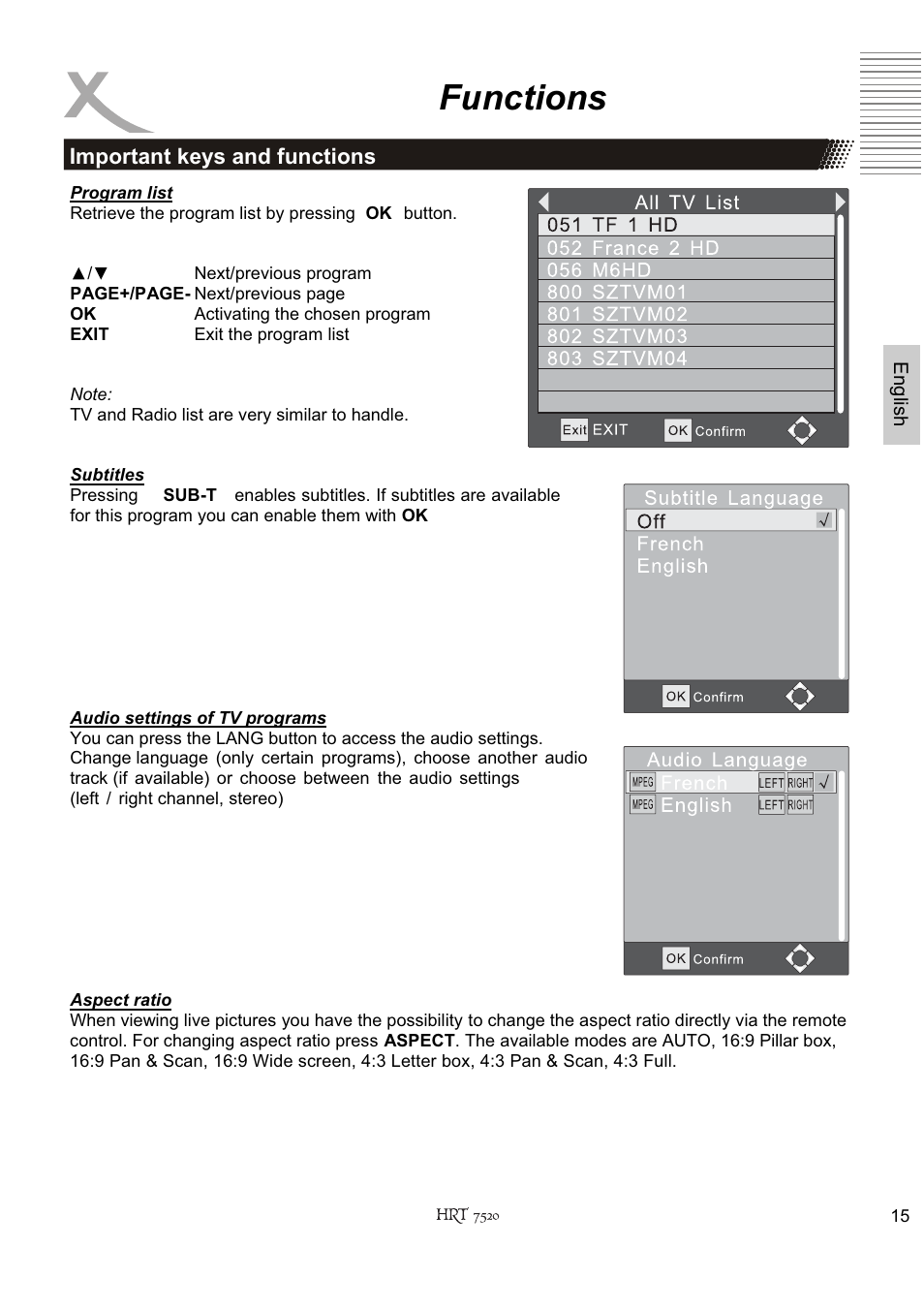 Functions | Xoro HRT 7520 User Manual | Page 55 / 152