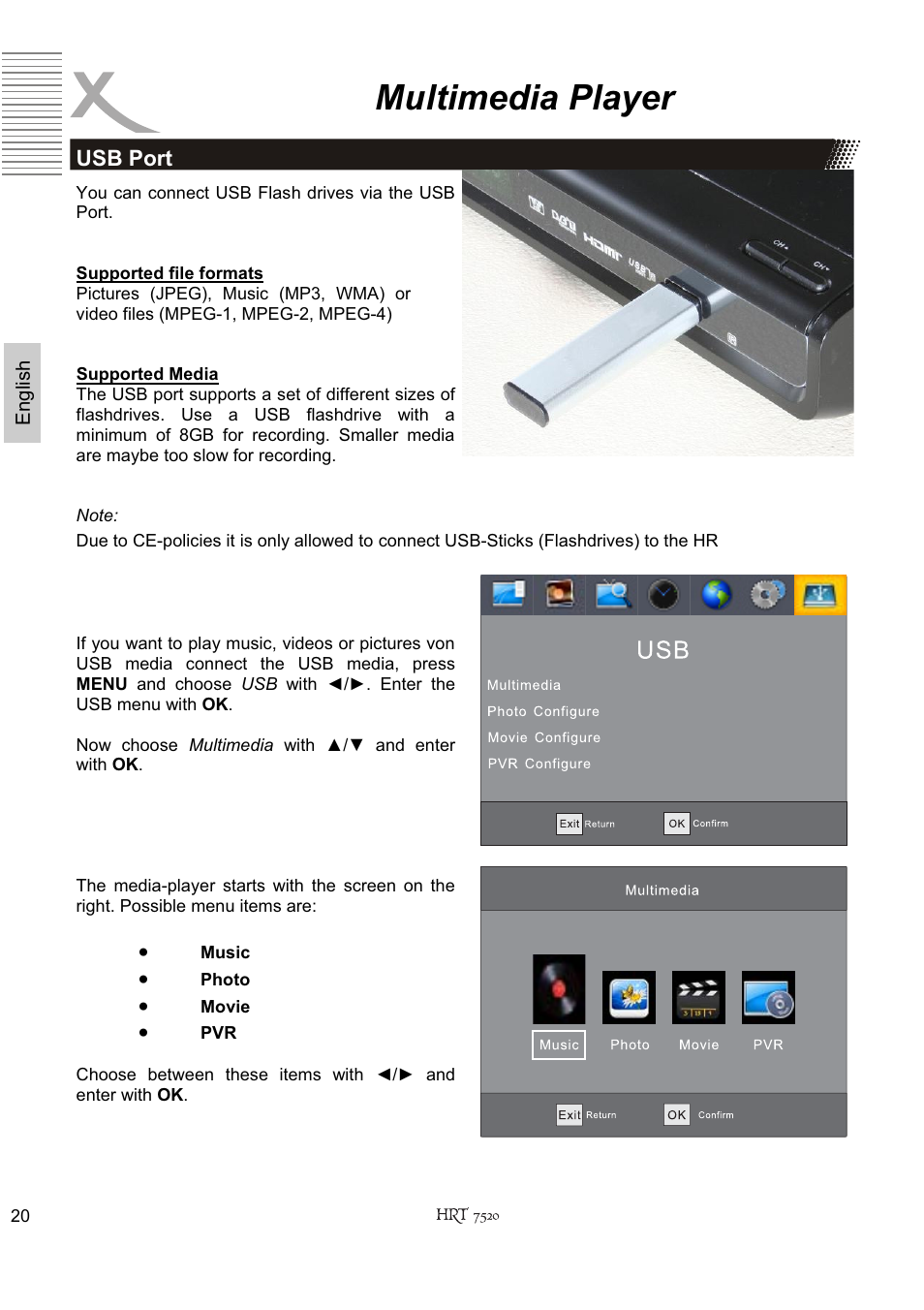 Multimedia player | Xoro HRT 7520 User Manual | Page 60 / 152