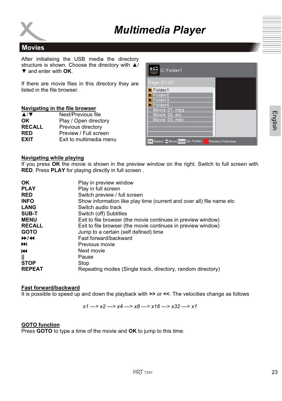 Multimedia player, Movies | Xoro HRT 7520 User Manual | Page 63 / 152