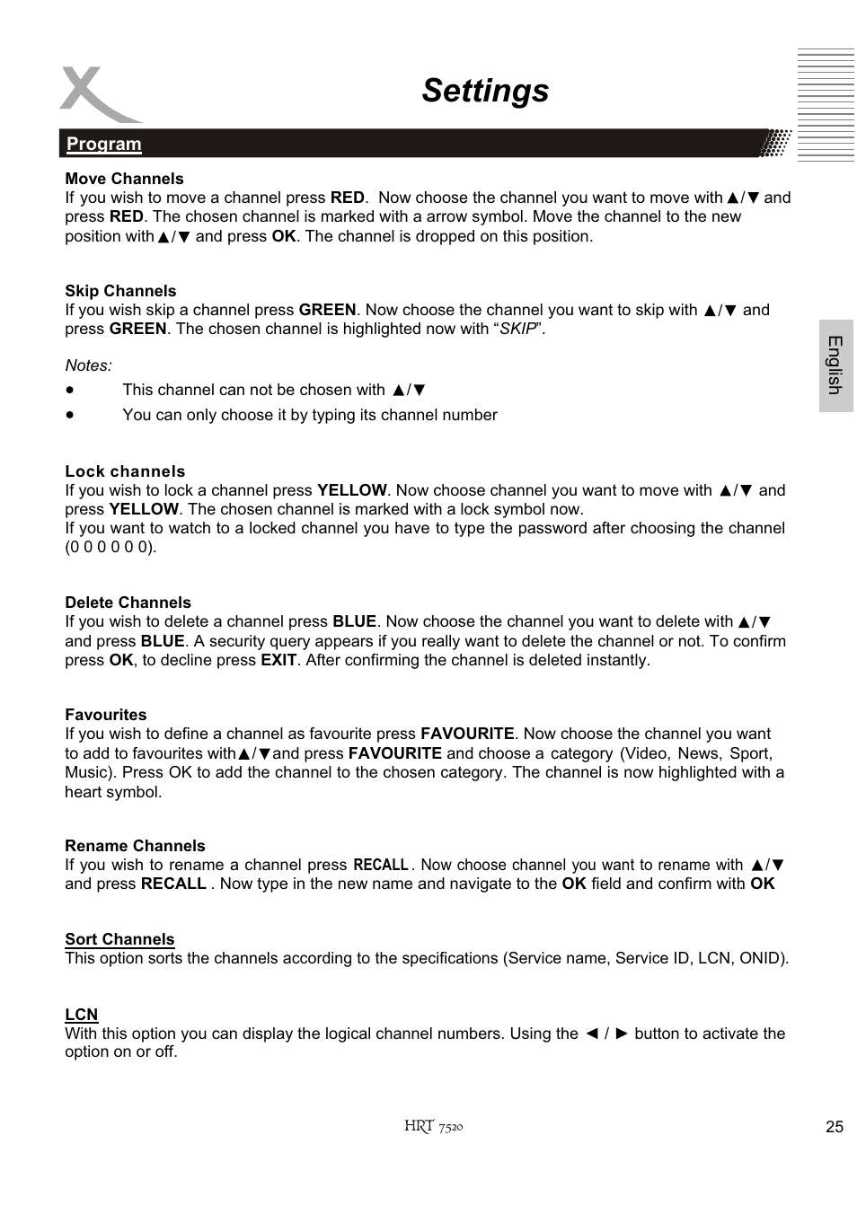 Settings | Xoro HRT 7520 User Manual | Page 65 / 152