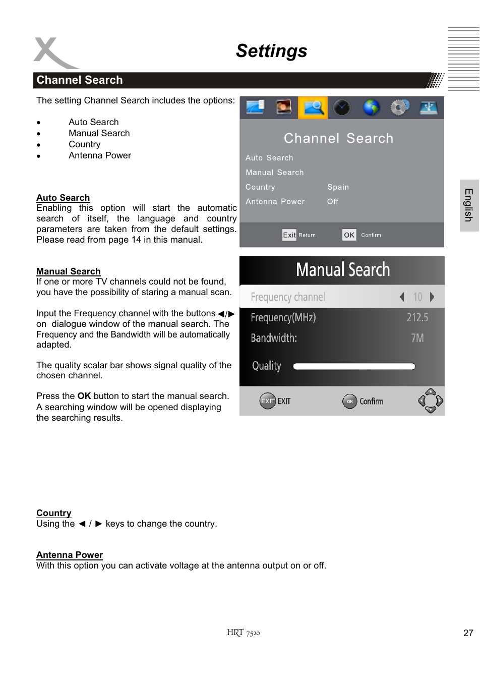 Settings | Xoro HRT 7520 User Manual | Page 67 / 152