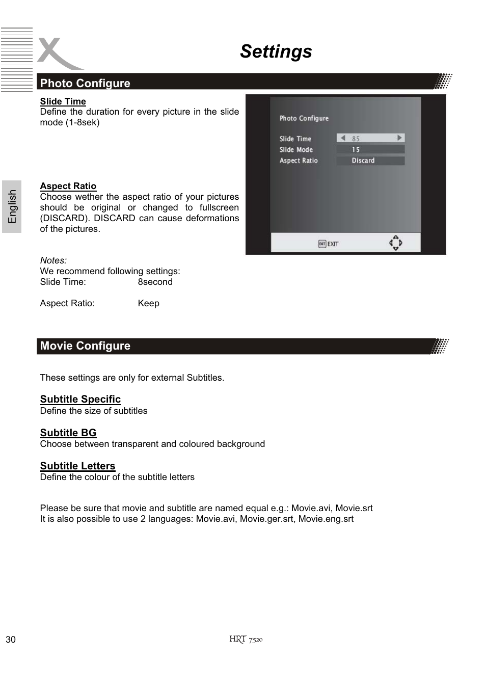 Settings | Xoro HRT 7520 User Manual | Page 70 / 152