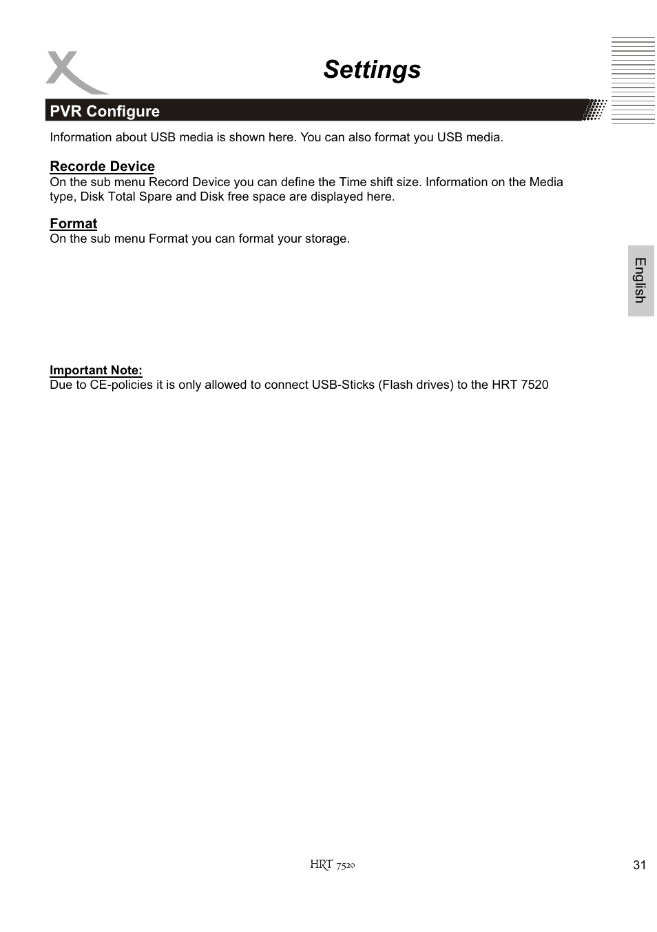 Settings | Xoro HRT 7520 User Manual | Page 71 / 152