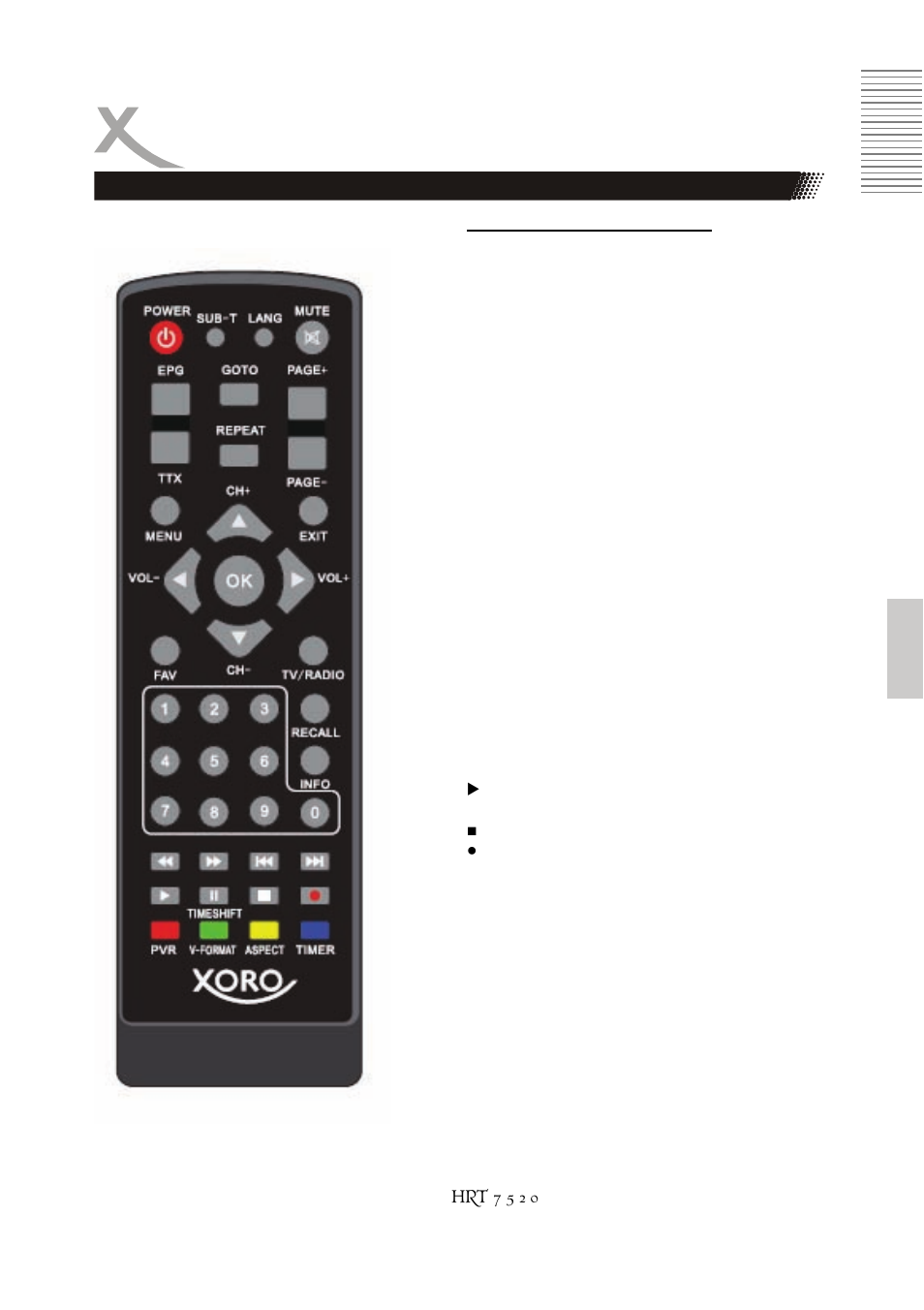 Télécommande | Xoro HRT 7520 User Manual | Page 85 / 152