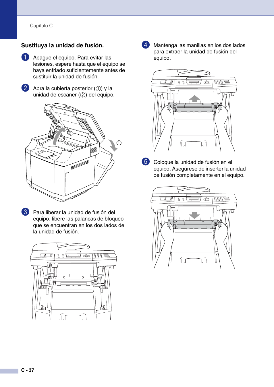 Sustituya la unidad de fusión | Brother MFC-9420CN User Manual | Page 152 / 184