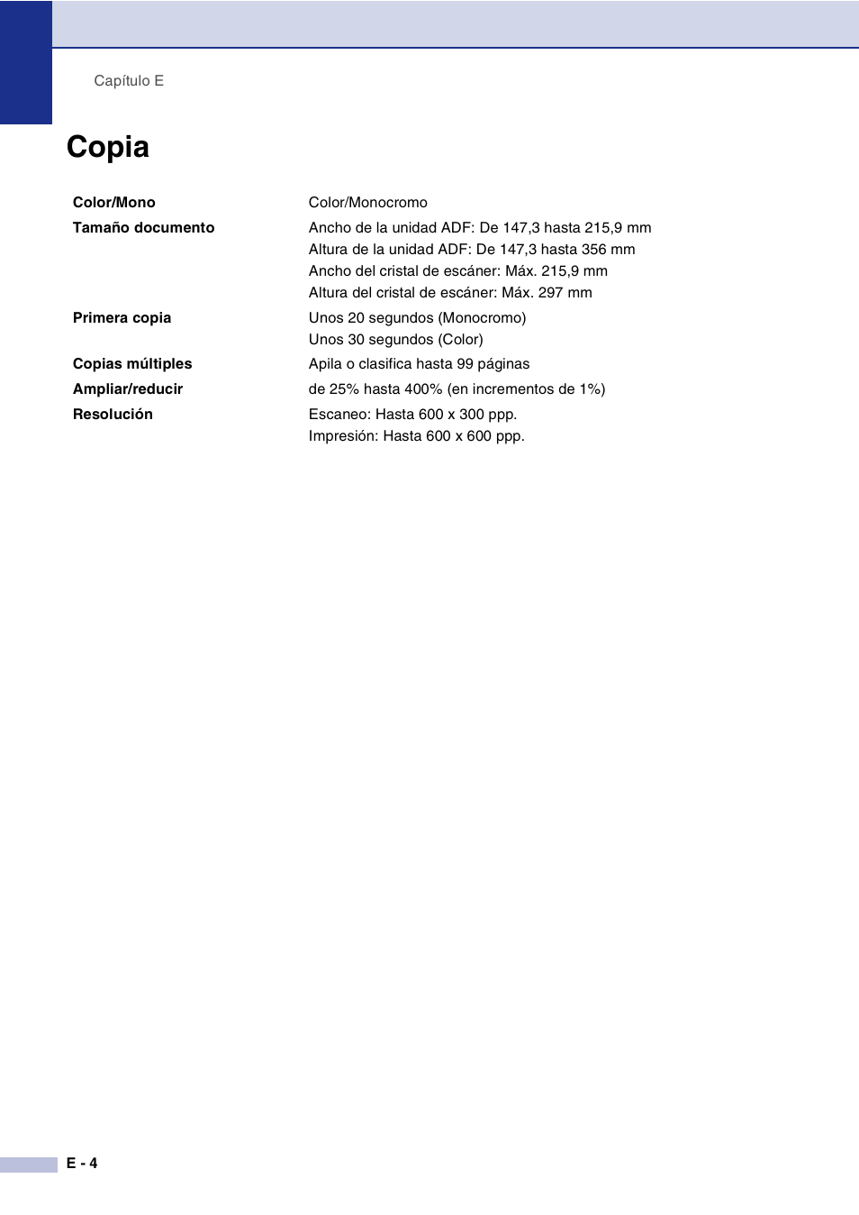 Copia | Brother MFC-9420CN User Manual | Page 168 / 184