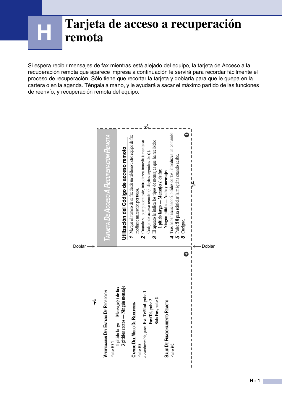Tarjeta de acceso a recuperación remota | Brother MFC-9420CN User Manual | Page 182 / 184