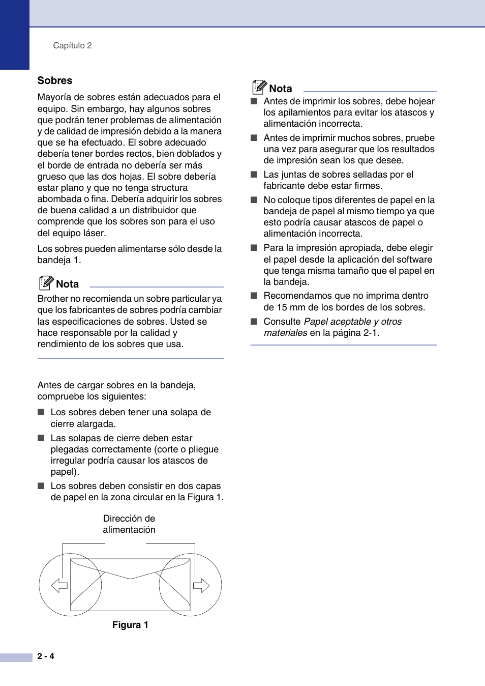 Sobres | Brother MFC-9420CN User Manual | Page 24 / 184