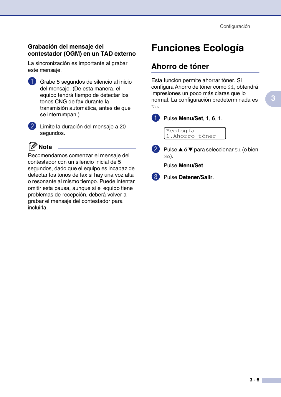 Funciones ecología, Ahorro de tóner, Funciones ecología -6 | Ahorro de tóner -6 | Brother MFC-9420CN User Manual | Page 37 / 184