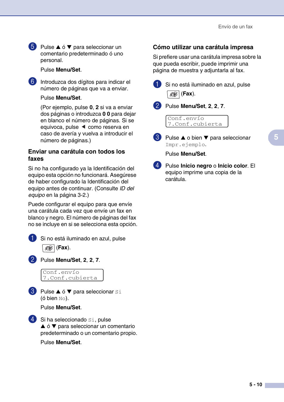 Enviar una carátula con todos los faxes, Cómo utilizar una carátula impresa | Brother MFC-9420CN User Manual | Page 55 / 184