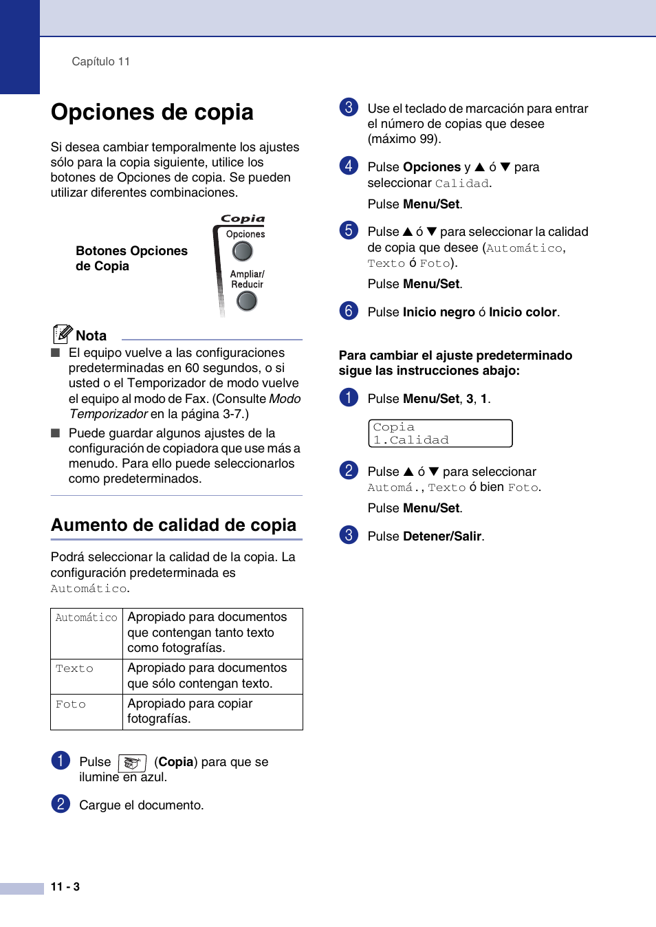 Opciones de copia, Aumento de calidad de copia, Opciones de copia -3 | Aumento de calidad de copia -3 | Brother MFC-9420CN User Manual | Page 84 / 184