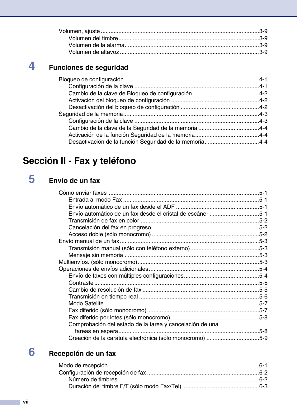 Sección ii - fax y teléfono | Brother MFC-9420CN User Manual | Page 9 / 184
