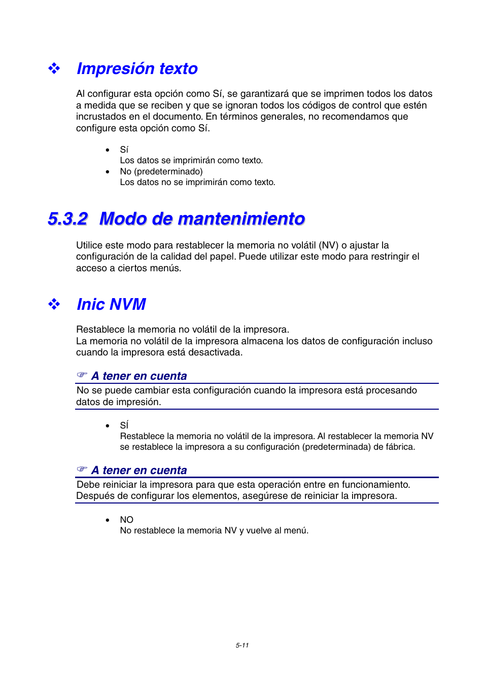 Impresión texto, 2 modo de mantenimiento, Inic nvm | Modo de mantenimiento | Brother HL-4000CN User Manual | Page 104 / 192