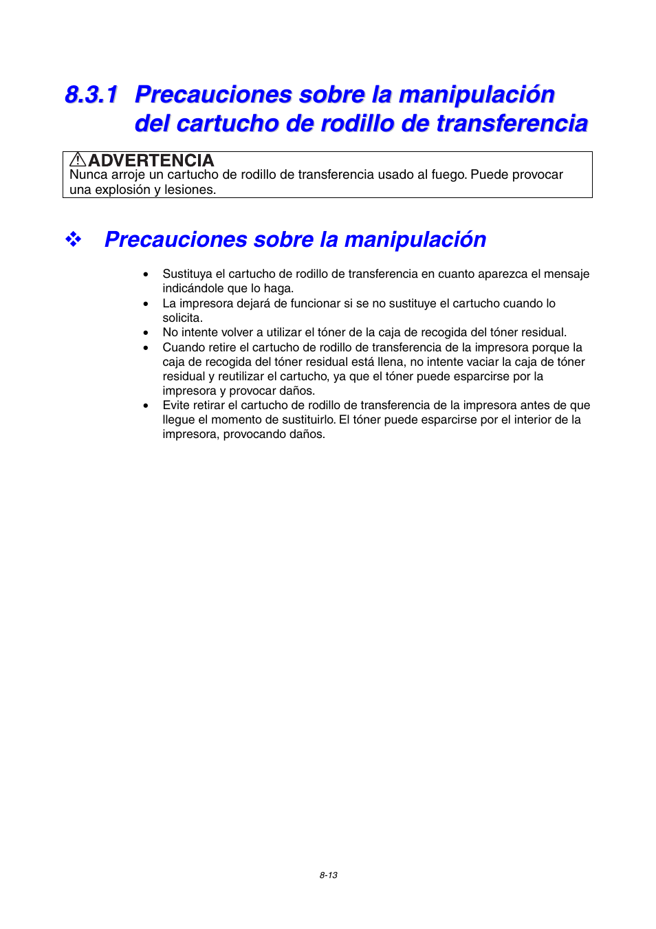 Precauciones sobre la manipulación | Brother HL-4000CN User Manual | Page 165 / 192