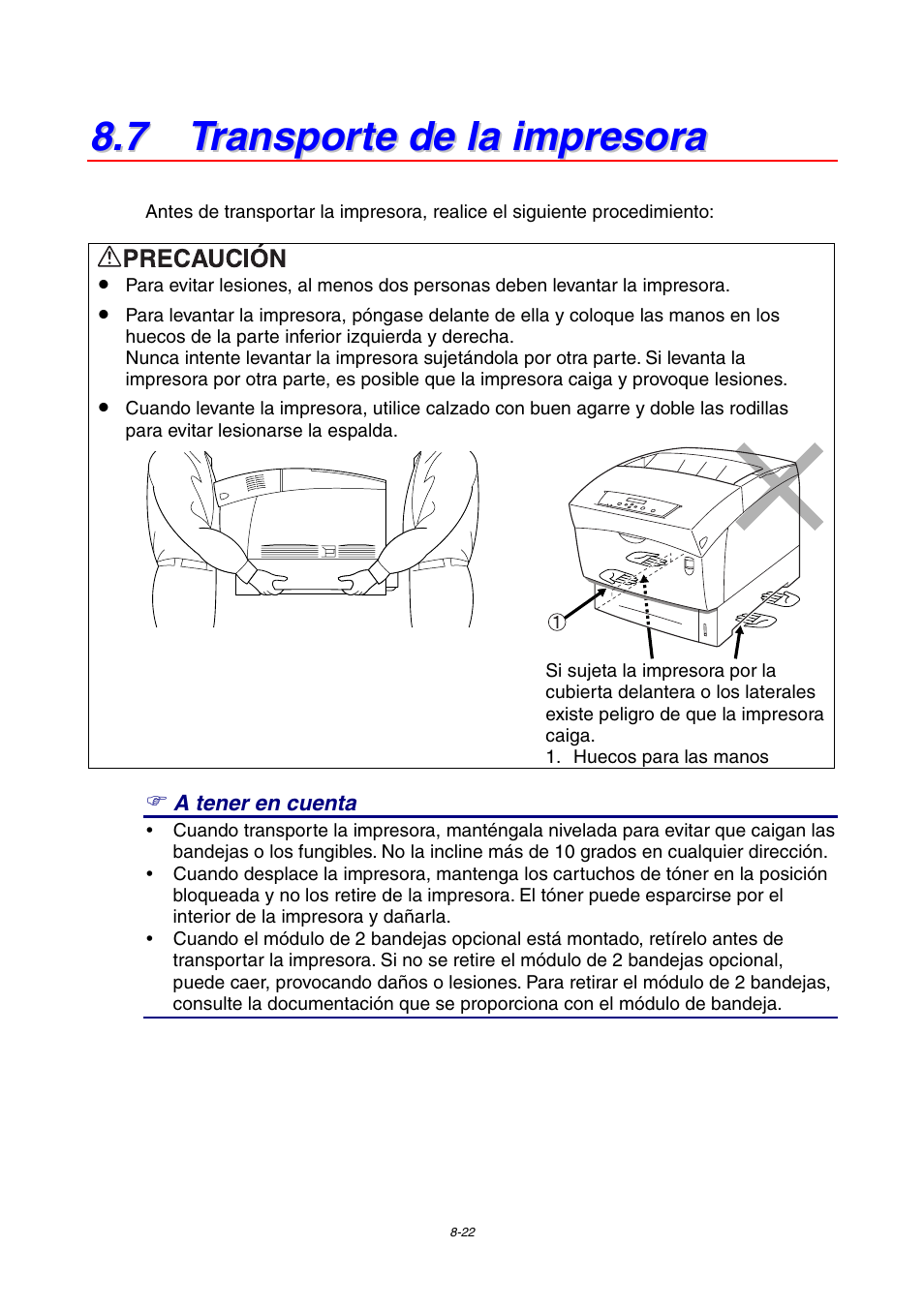 7 transporte de la impresora | Brother HL-4000CN User Manual | Page 174 / 192