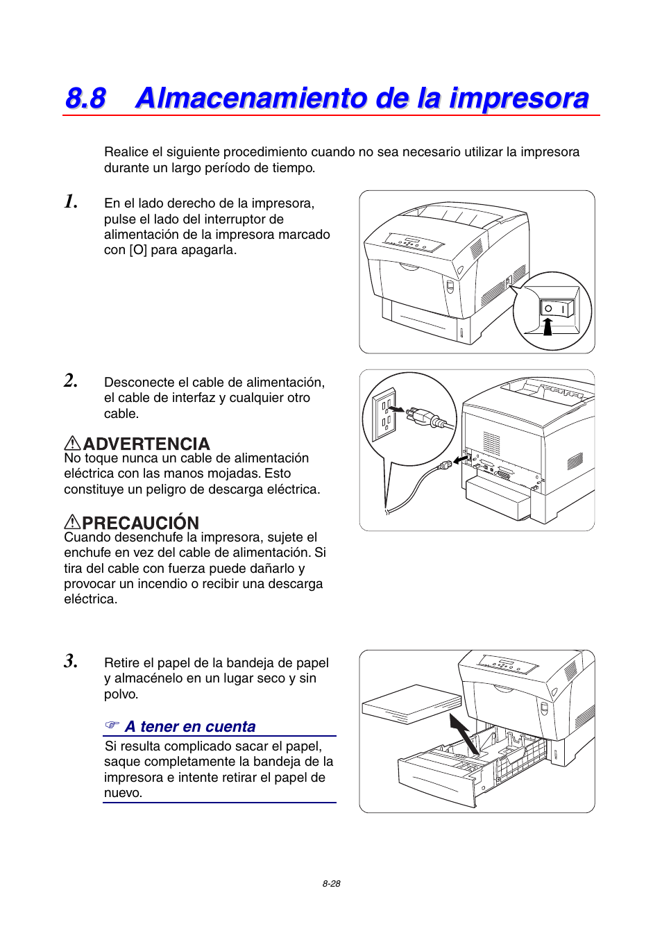 8 almacenamiento de la impresora | Brother HL-4000CN User Manual | Page 180 / 192