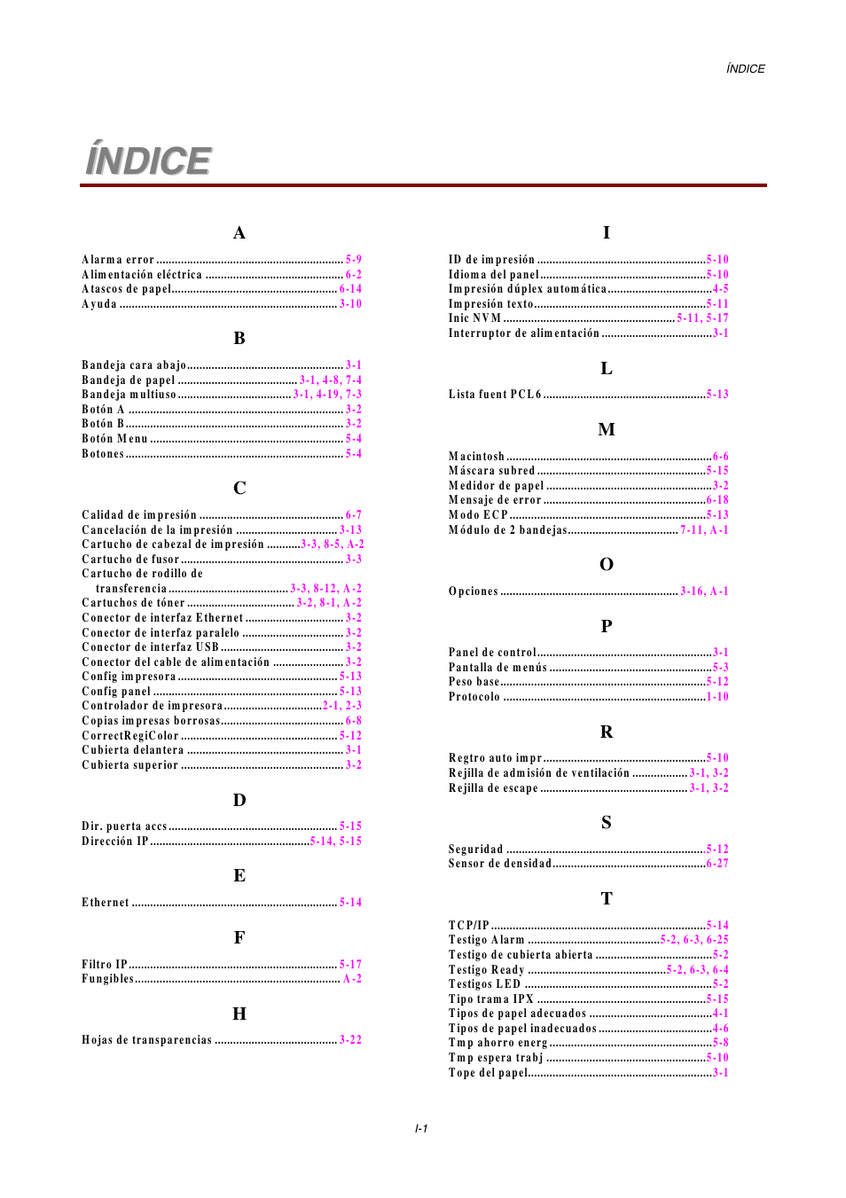 Índice | Brother HL-4000CN User Manual | Page 191 / 192