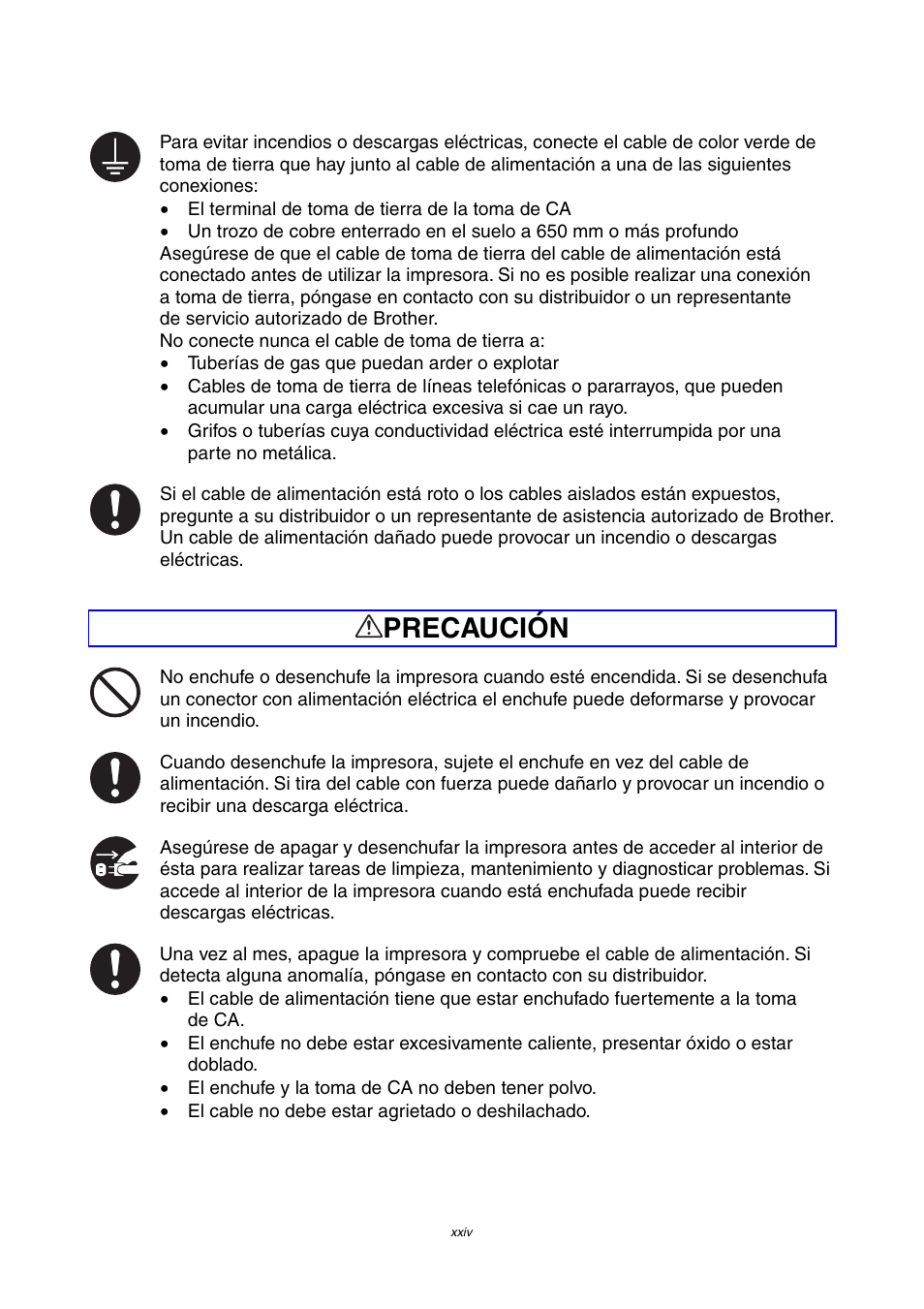 Precaución | Brother HL-4000CN User Manual | Page 24 / 192