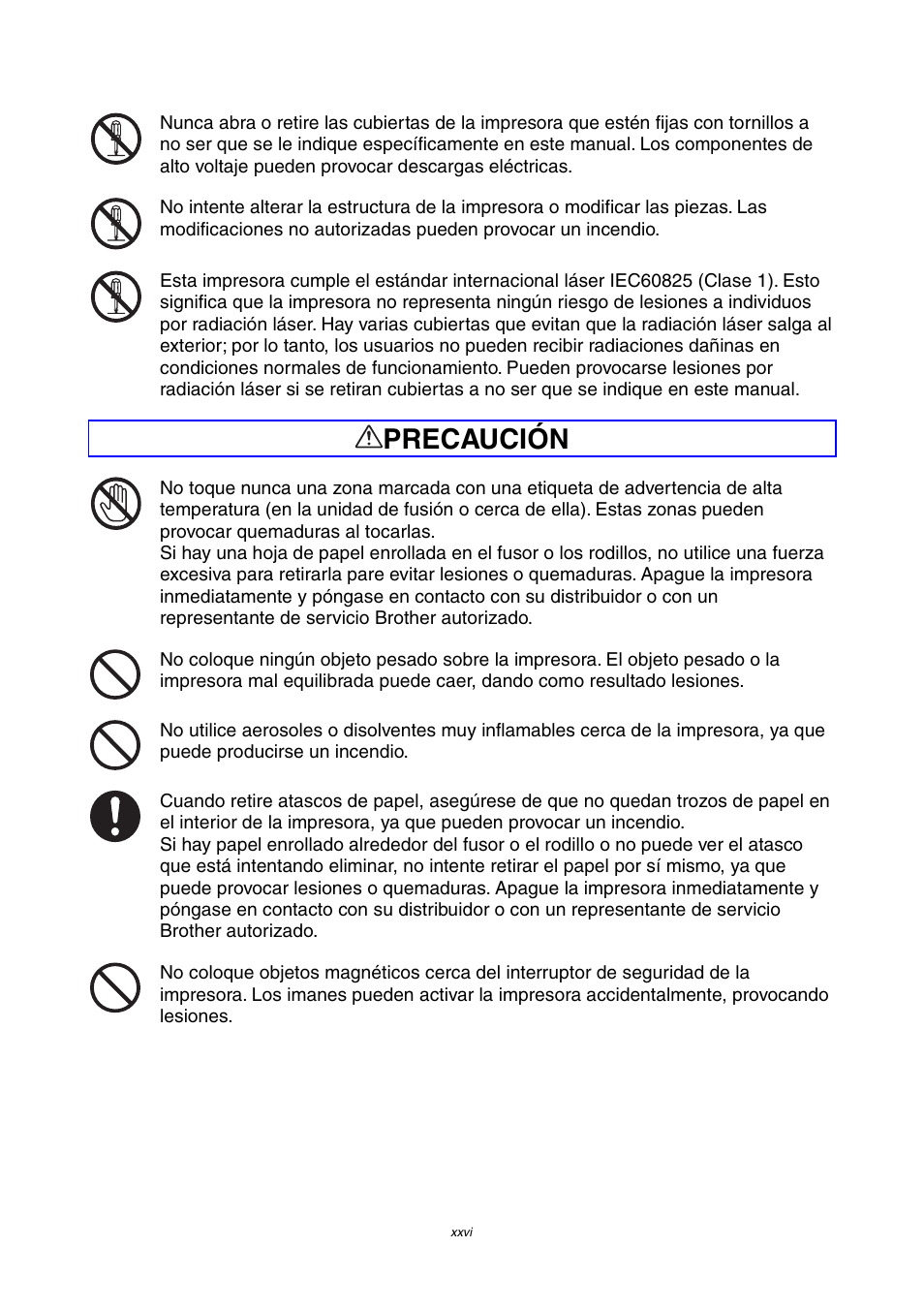 Precaución | Brother HL-4000CN User Manual | Page 26 / 192