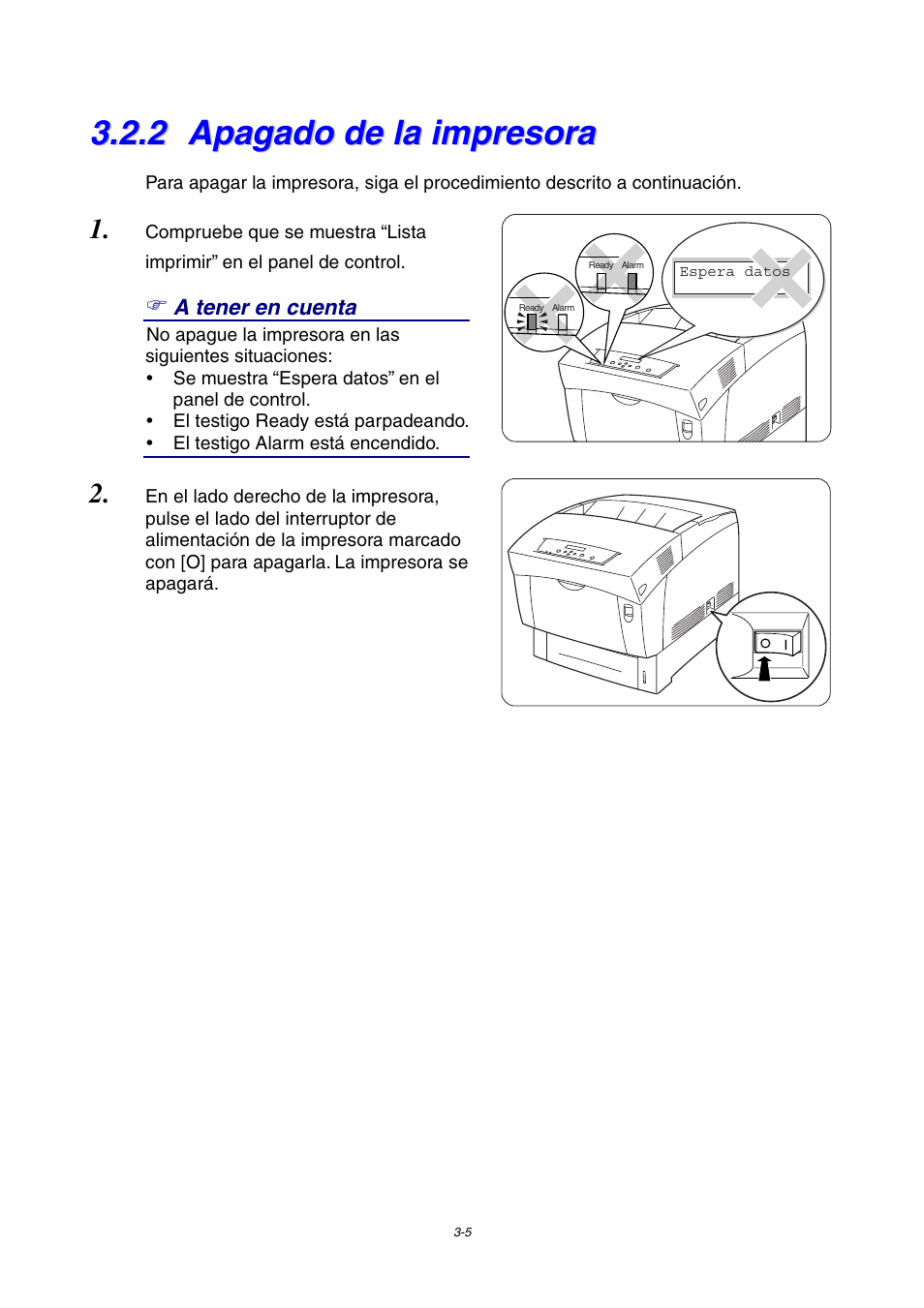 2 apagado de la impresora, Apagado de la impresora | Brother HL-4000CN User Manual | Page 49 / 192