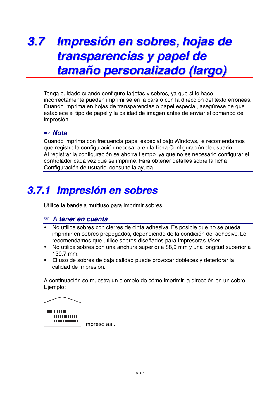 1 impresión en sobres, Largo), Impresión en sobres | Brother HL-4000CN User Manual | Page 63 / 192