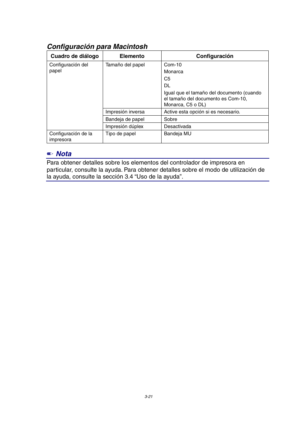 Configuración para macintosh, Nota | Brother HL-4000CN User Manual | Page 65 / 192