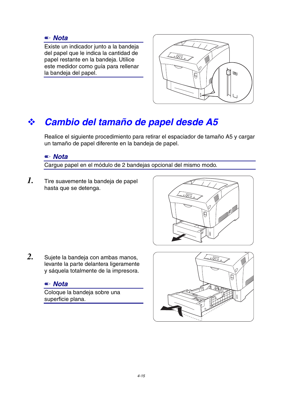 Cambio del tamaño de papel desde a5 | Brother HL-4000CN User Manual | Page 88 / 192