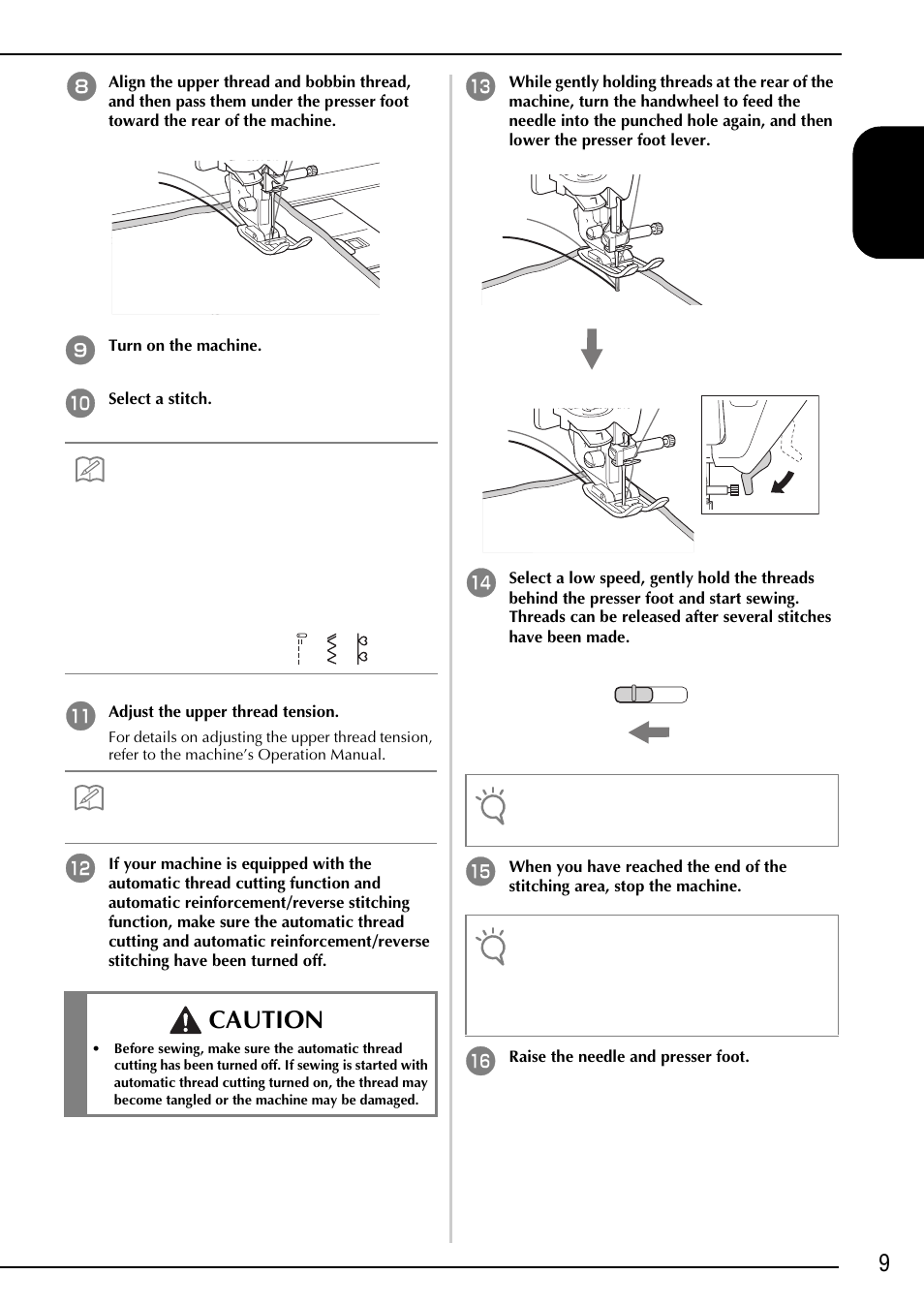 Caution, 9en gl is h | Brother Innov-is 2200 User Manual | Page 11 / 88
