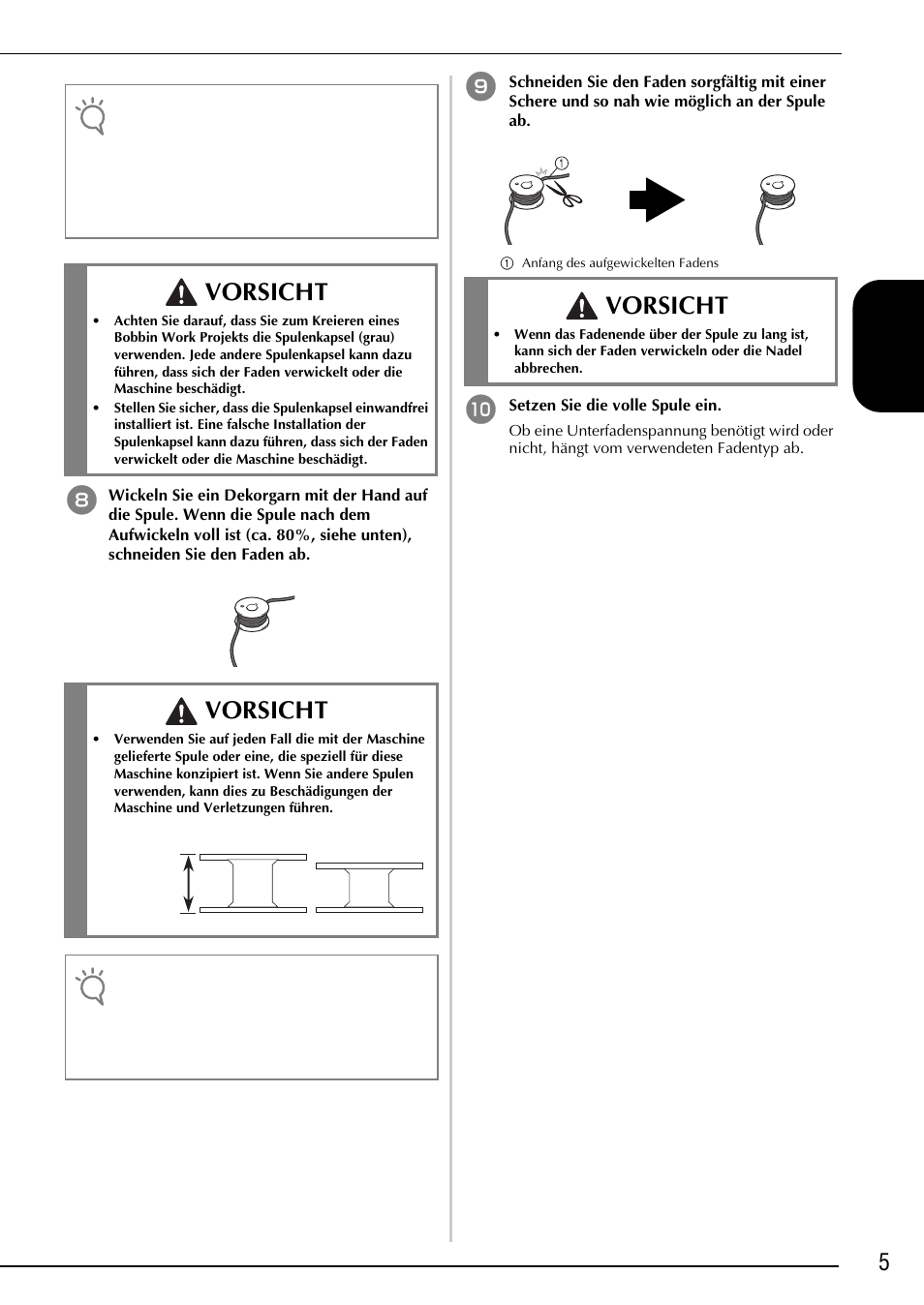 Vorsicht, 5deutsch | Brother Innov-is 2200 User Manual | Page 19 / 88