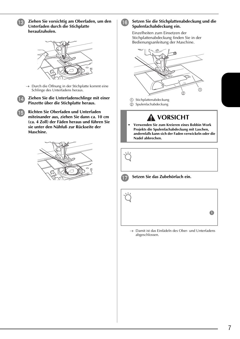 Vorsicht, 7deutsch | Brother Innov-is 2200 User Manual | Page 21 / 88