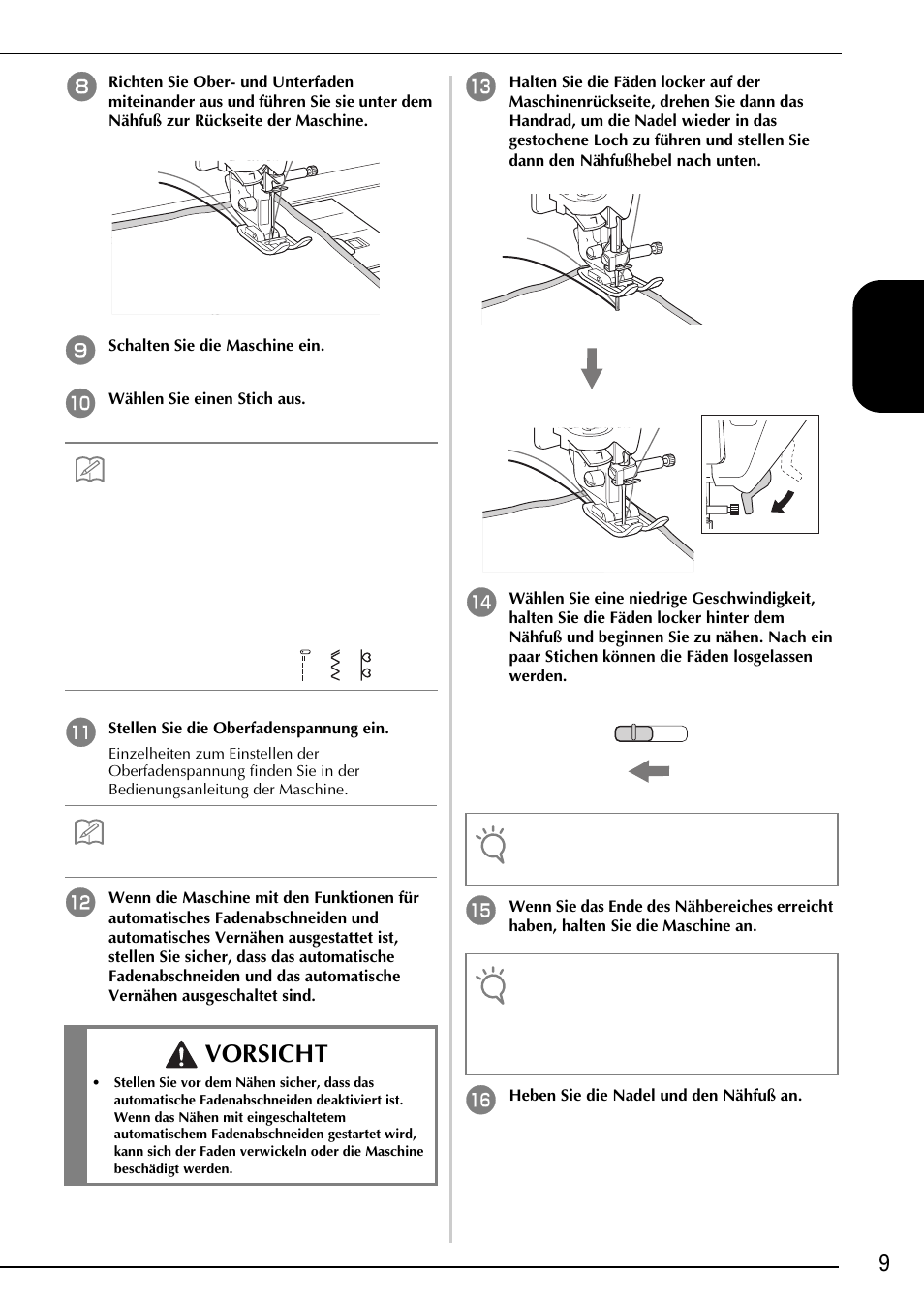 Vorsicht, 9deutsch | Brother Innov-is 2200 User Manual | Page 23 / 88